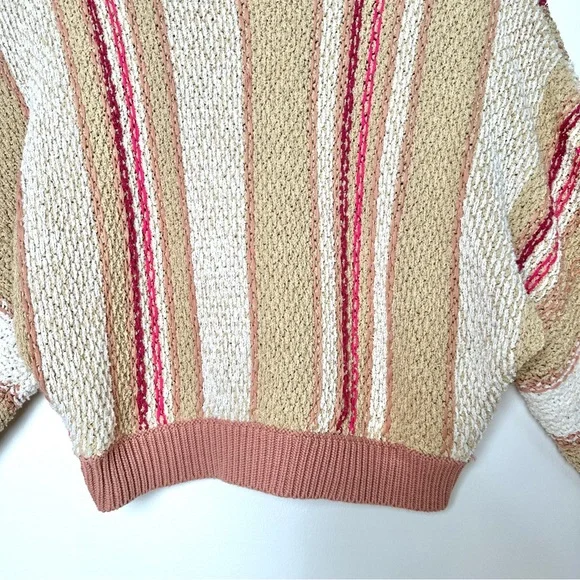 Free People Boho Show Me Love Chunky Knit Cropped Dolman Sleeve Striped Sweater - Picture 7 of 14